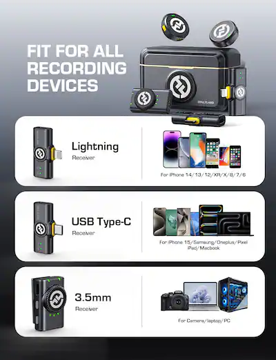 HOLLYLAND LARK M2 Combo Wireless Mini Microphone for iPhone Black HOLLYLAND LARK M2 Combo Wireless Mini Microphone for iPhone Black