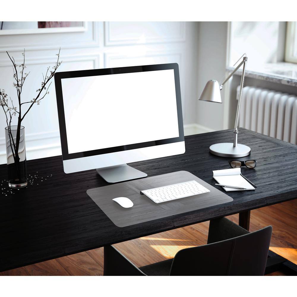 Angle. Floortex - Desktex® Crystal Clear Vinyl Rectangular Desk Pad - 19" x 24" - Clear.