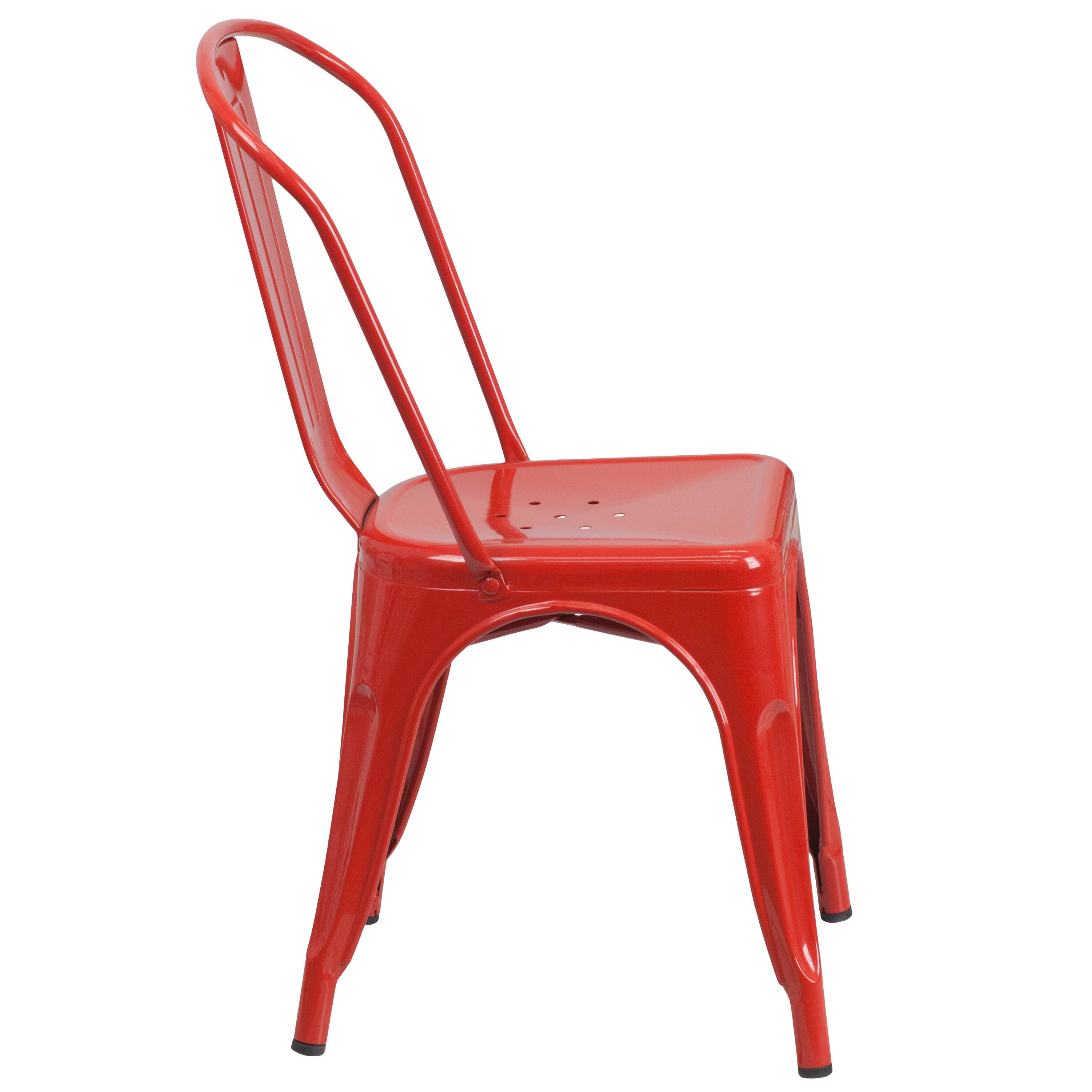 Alt View 16. Alamont Home - Perry Red Metal Indoor-Outdoor Stackable Chair - Restaurant Chair - Bistro Chair - Red.