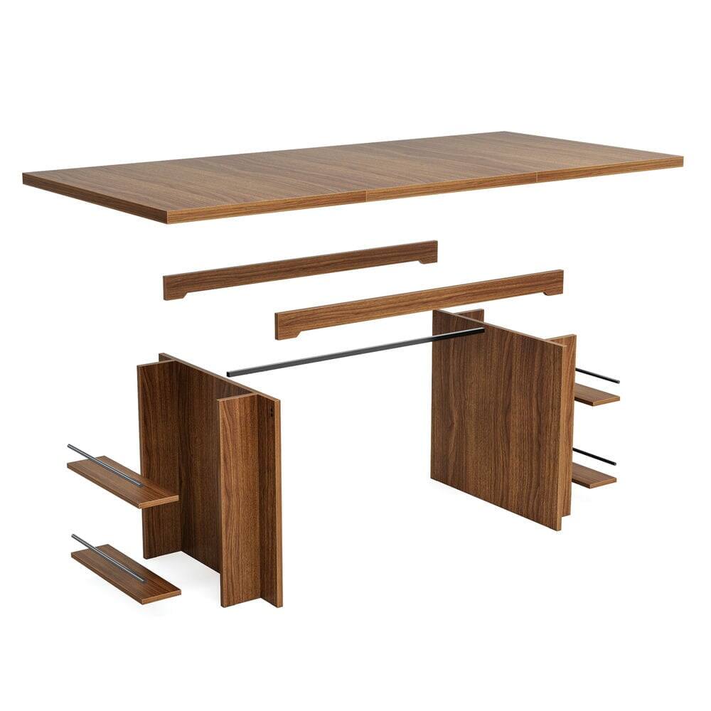 Angle. Kadyn - Kadyn Study Writing Desk, Computer Desk,63" Executive Desk, Large Wood Computer Writing Table with Storage,Rustic Brown - Rustic Brown.