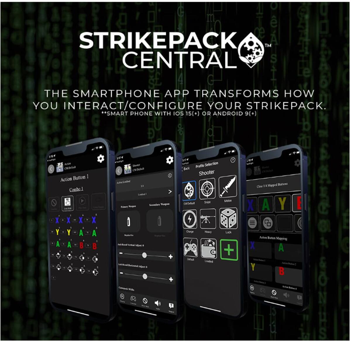 STRIKEPACK TM CENTRAL is the smartphone app that transforms how you interact/configure your STRIKEPACK. With a smartphone running iOS 15(+) or Android 9(+), you can easily access and control your STRIKEPACK using the app. The app offers various features such as Action Combo, Profile Selection, Back Shooter, and Stripe Charge. It also includes a default profile, customizable buttons, and a profile selection screen. The app is designed to make it easy for you to use and manage your STRIKEPACK.