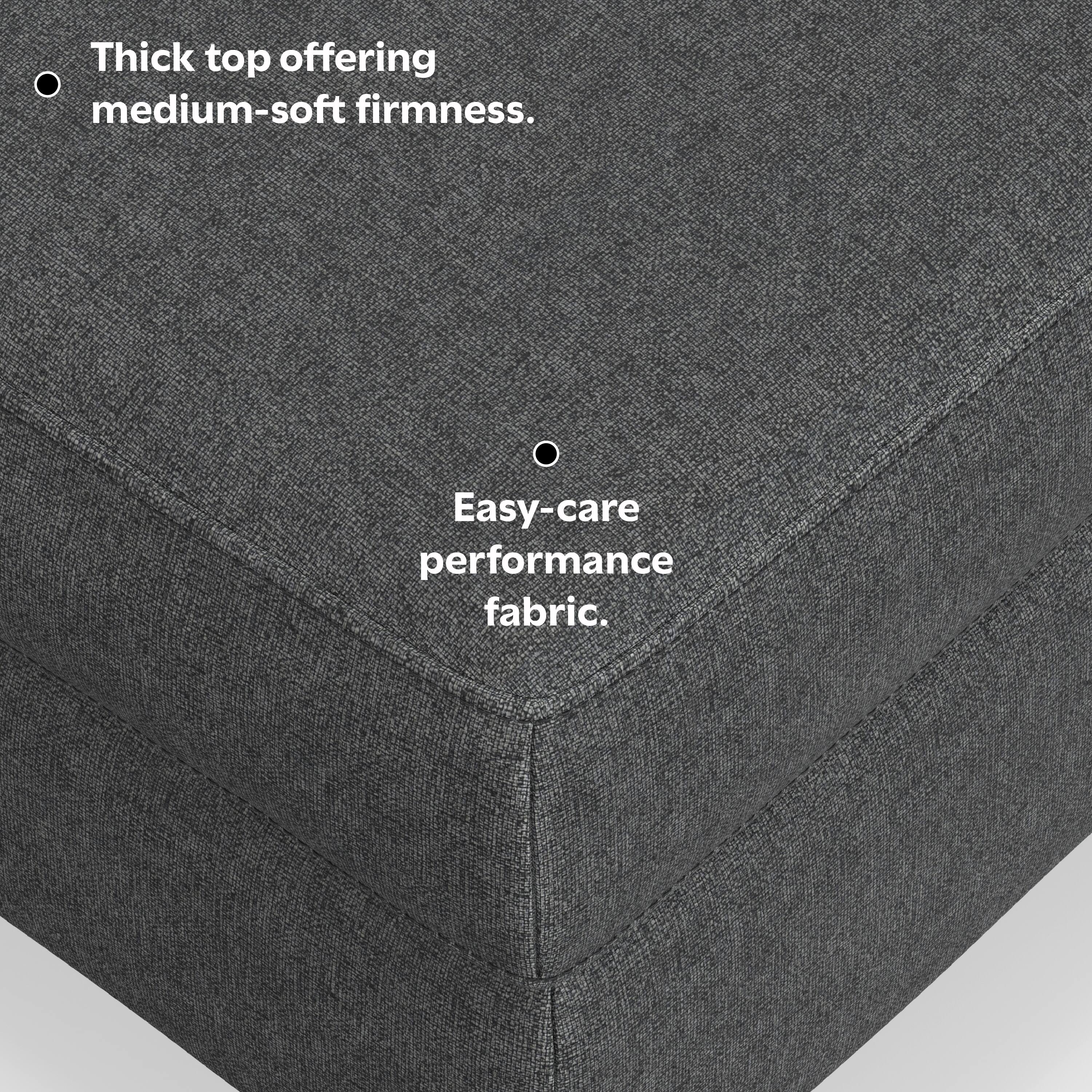 Thick top offering medium-soft firmness.

Easy-care performance fabric.