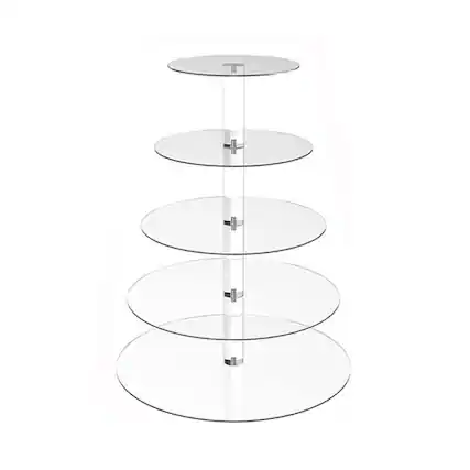 Front. Kitcheniva - Acrylic 5 Tier Dessert Cupcake Stand - Clear.
