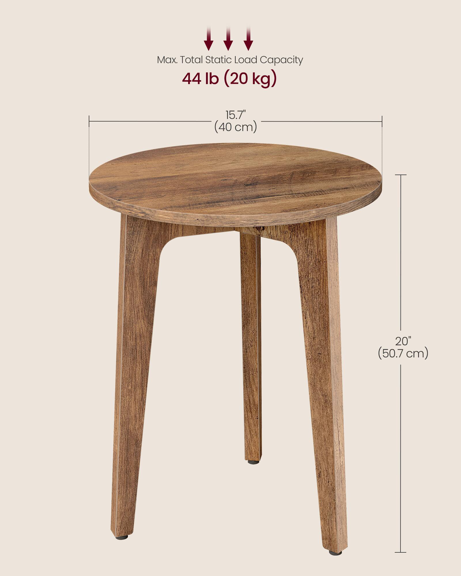 Max. Total Static Load Capacity: 44 lb (20 kg)  
Diameter: 15.7" (40 cm)  
Height: 20" (50.7 cm)