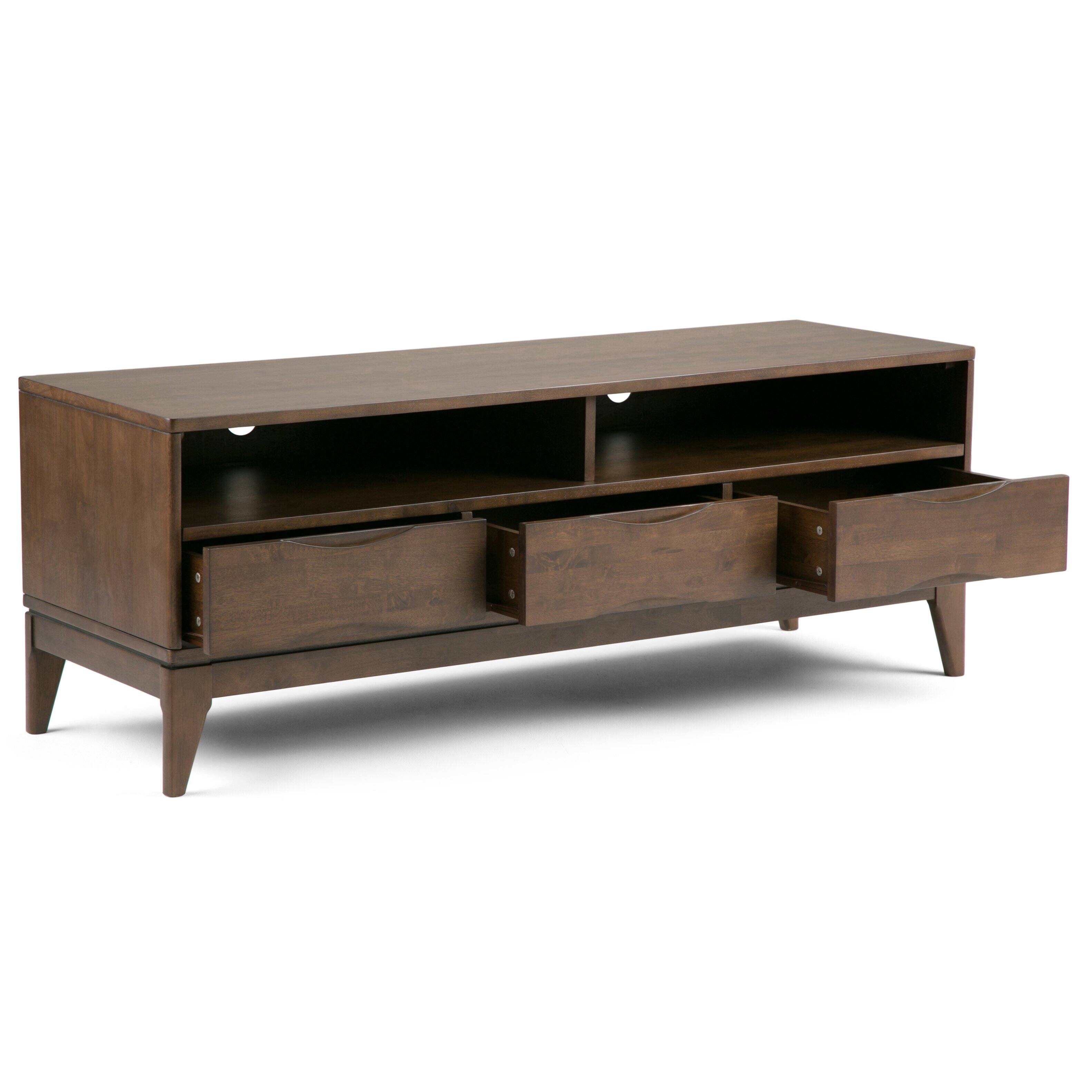 Alt View 1. Simpli Home - Harper SOLID HARDWOOD 60 inch Wide Mid Century Modern TV Media Stand in Walnut Brown For TVs up to 65 inches - Walnut Brown.