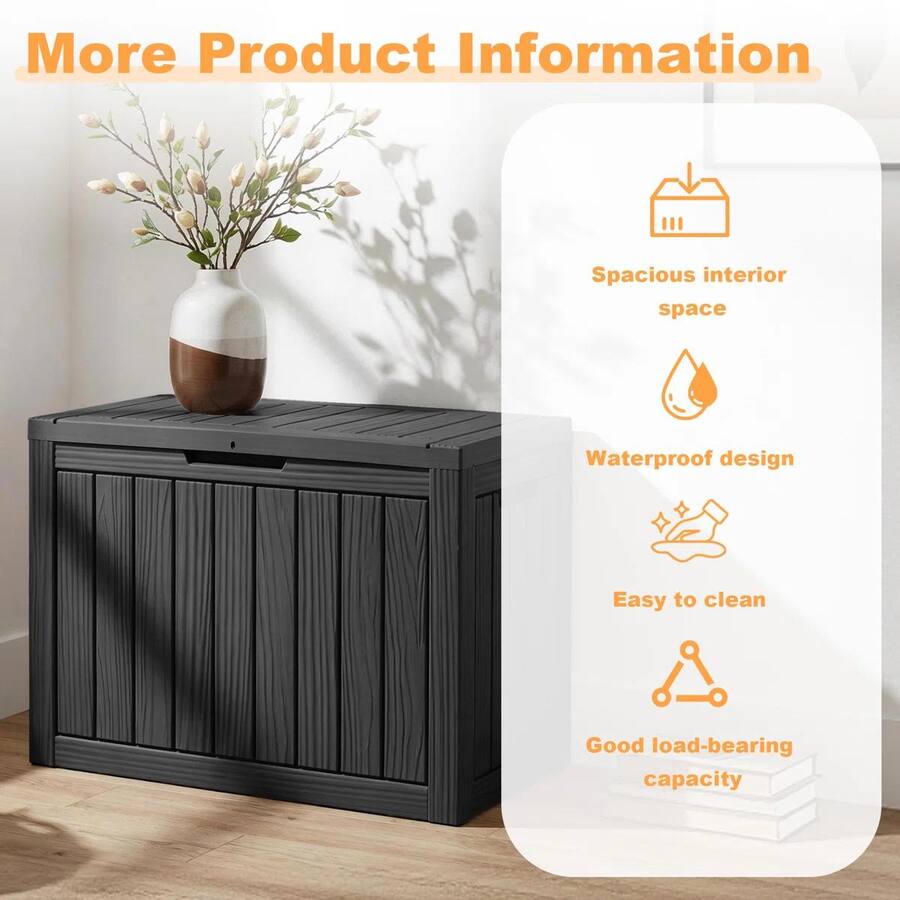 Yardgrace 55 Gallon Water Resistant Resin Lockable Deck Box Black ...
