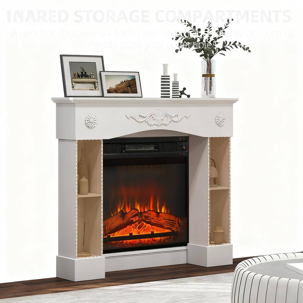 Angle. TinyHomie - Freestanding Fireplace Surround with Leg for Electric Fireplaces.