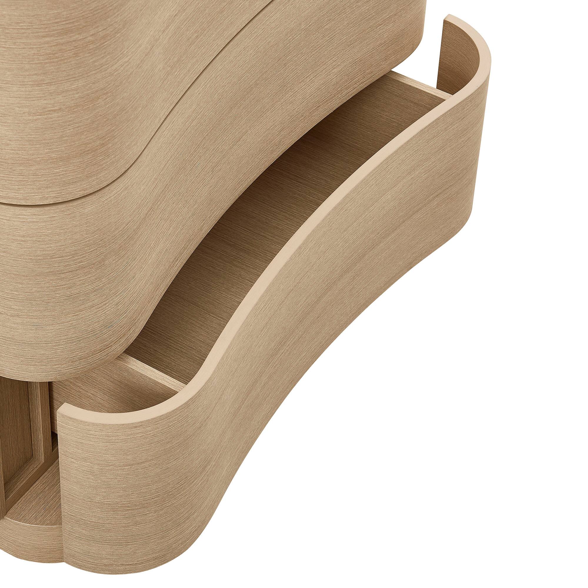 Alt View 5. Modway - Mirae 3-Drawer Curved Compact Dresser by Modway - Brushed Light Oak.