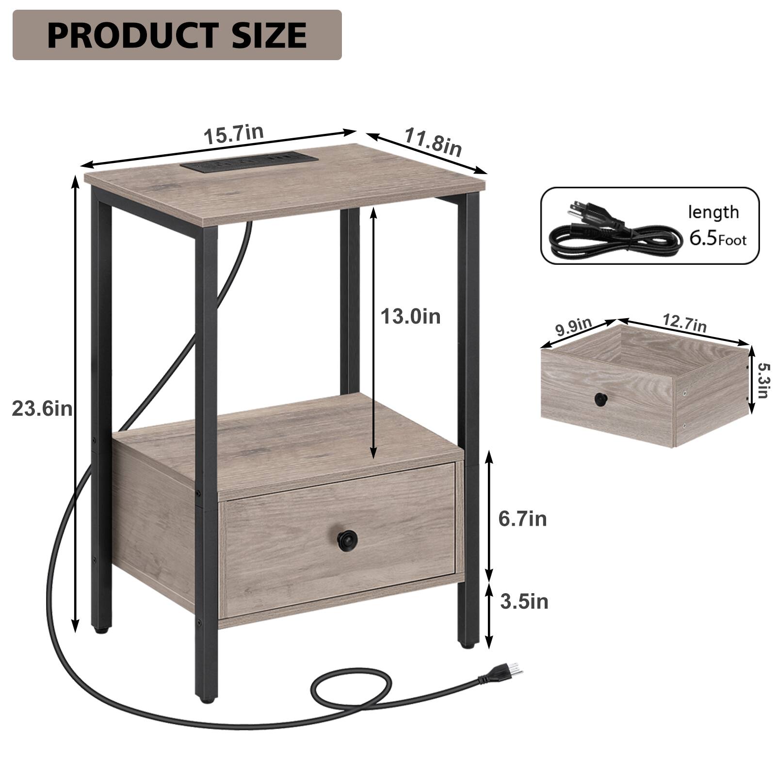 PRODUCT SIZE  
15.7in x 11.8in  
length 6.5Foot  
23.6in x 13.0in x 9.9in  
12.7in x 5.3in x 6.7in x 3.5in