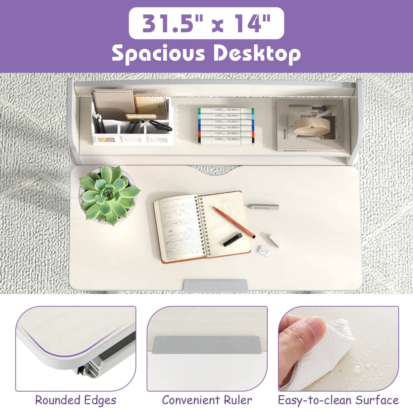 31.5" x 14" Spacious Desktop

- Rounded Edges
- Convenient Ruler
- Easy-to-clean Surface