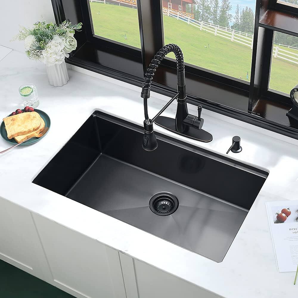 Back. Siljoy - Workstation 32" L X 19" W Undermount Kitchen Sink With Accessories - Black.