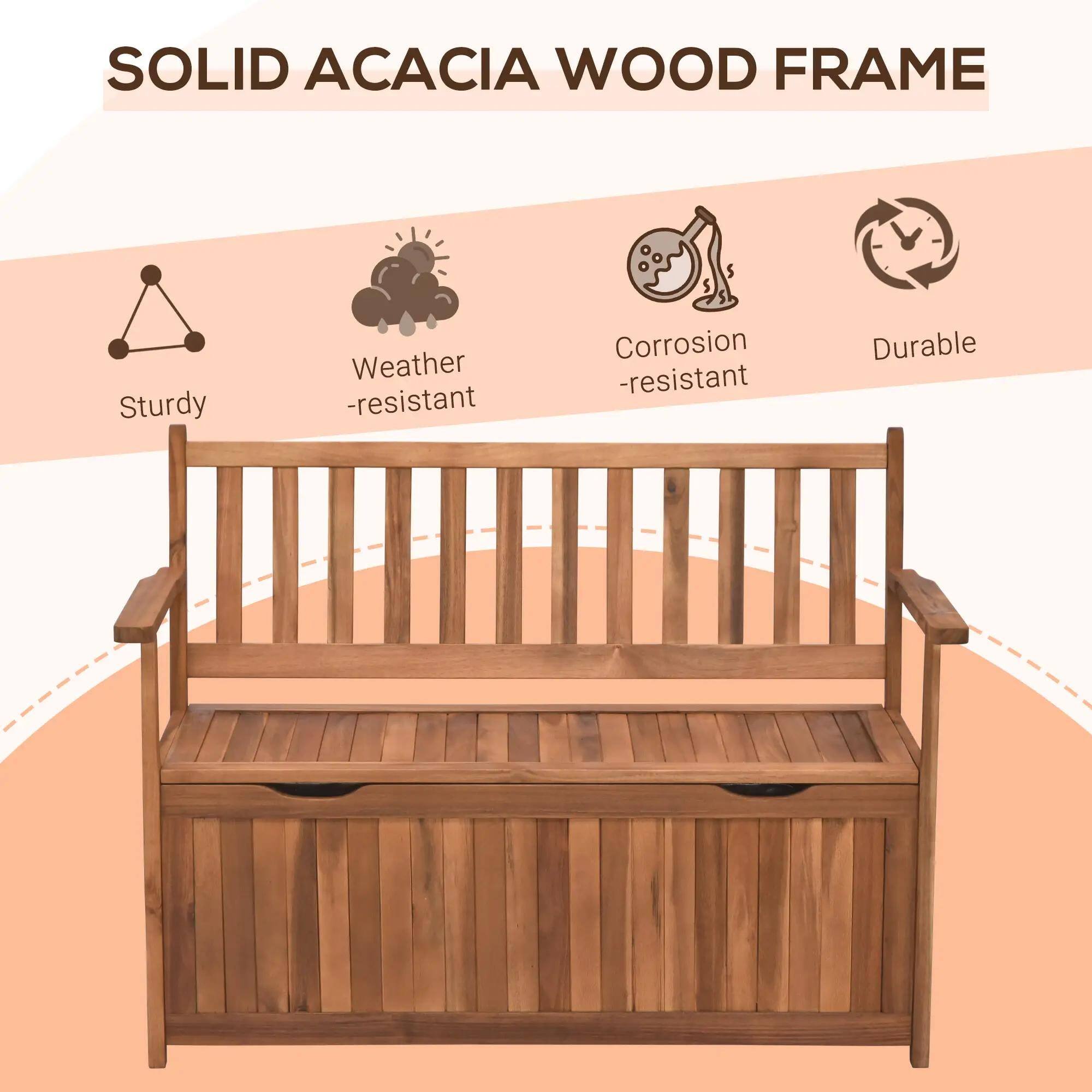 SOLID ACACIA WOOD FRAME

- Sturdy
- Weather-resistant
- Corrosion-resistant
- Durable