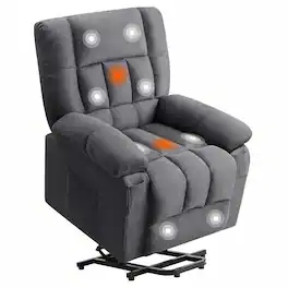 AOITUN - Power Lift Recliner Chair for Elderly with Massage and Heat, Electric Stand Up Sofa Fabric Living Room Chair, Grey - Gray