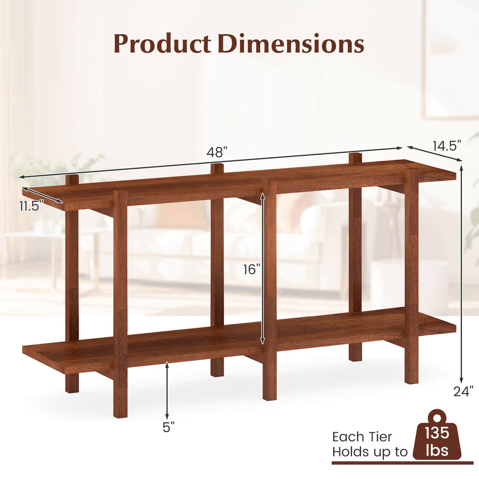 Product Dimensions: 48" x 14.5" x 11.5" x 16" x 24" x 5"  
Each Tier Holds up to 135 lbs