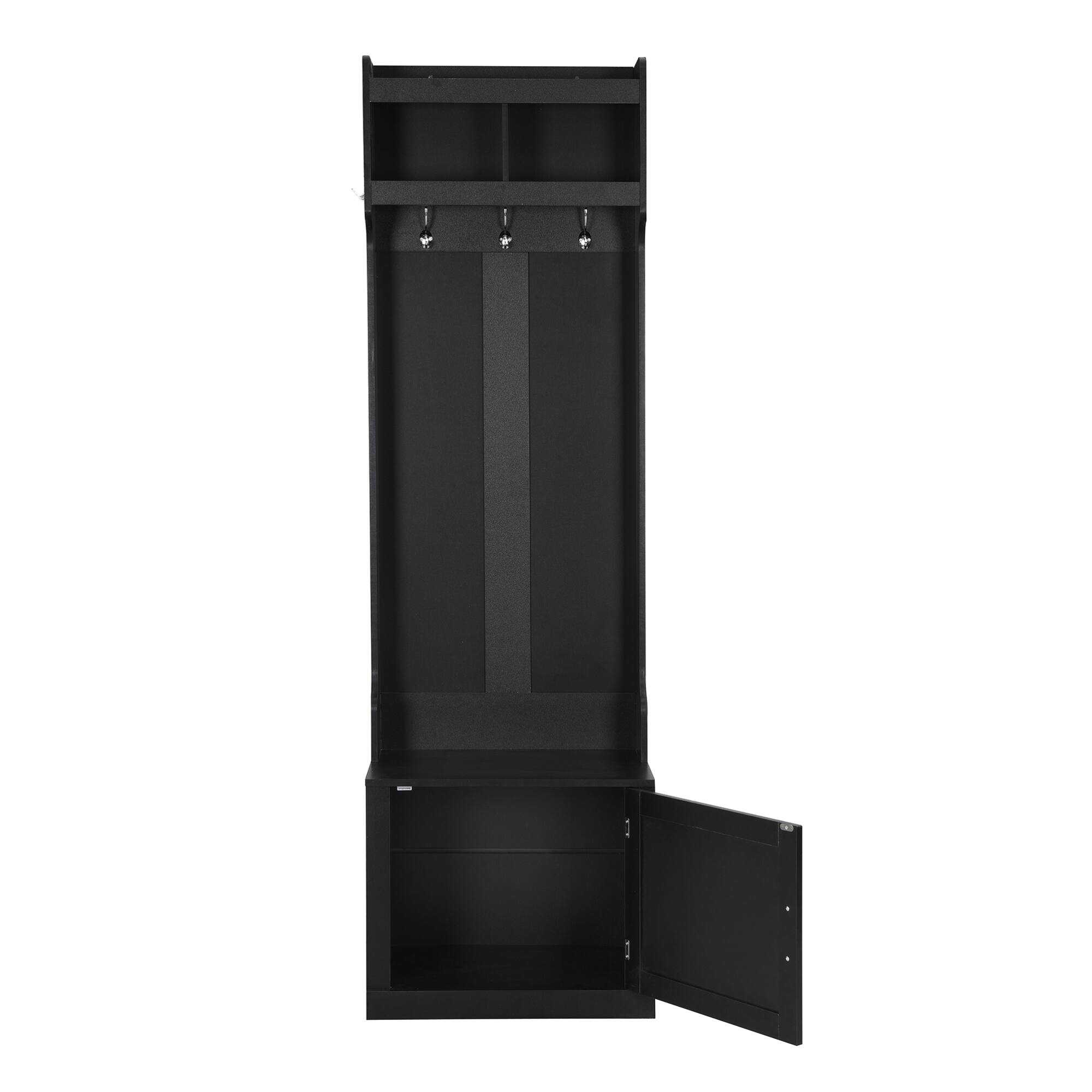 Alt View 5. GOODSILO - Slim Hall Tree with Cabinet and Hooks, Multi-functional Storage Bench for Hallway and Living Room - Black.