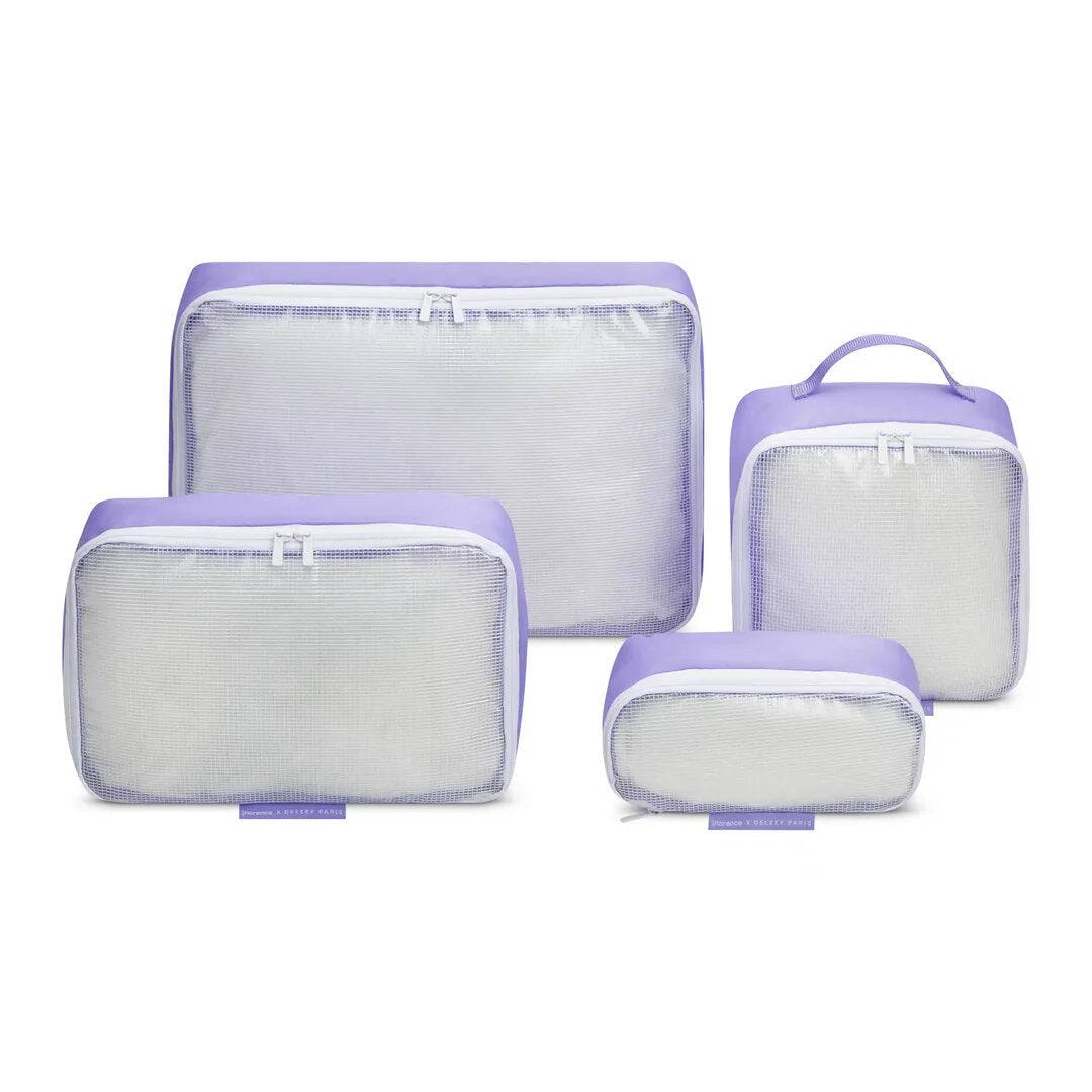 Front. Delsey - Florence by Mills No Drama Packing Cubes Set in Lavender - Lavender.