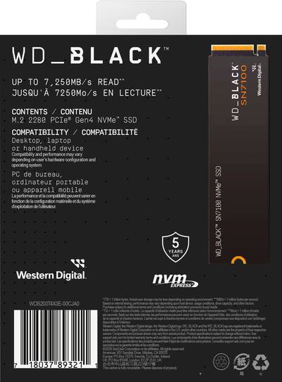 WD BLACK SN7100 2TB Internal SSD Gen 4 x4 NVMe WDBELG0020BBK WD BLACK SN7100 2TB Internal SSD Gen 4 x4 NVMe WDBELG0020BBK