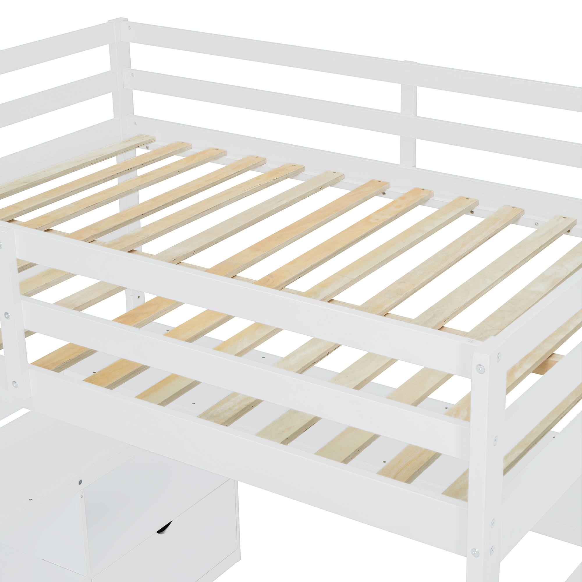 Alt View 9. Tiramisubest - Full Size White Loft Bed with 7 Drawers, 2 Shelves & Desk - Plywood - White.
