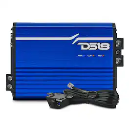 DS18 Audio - FRP Monoblock Class D Car Amplifier with Remote Level Control, 1500W RMS at 1 Ohm - Blue