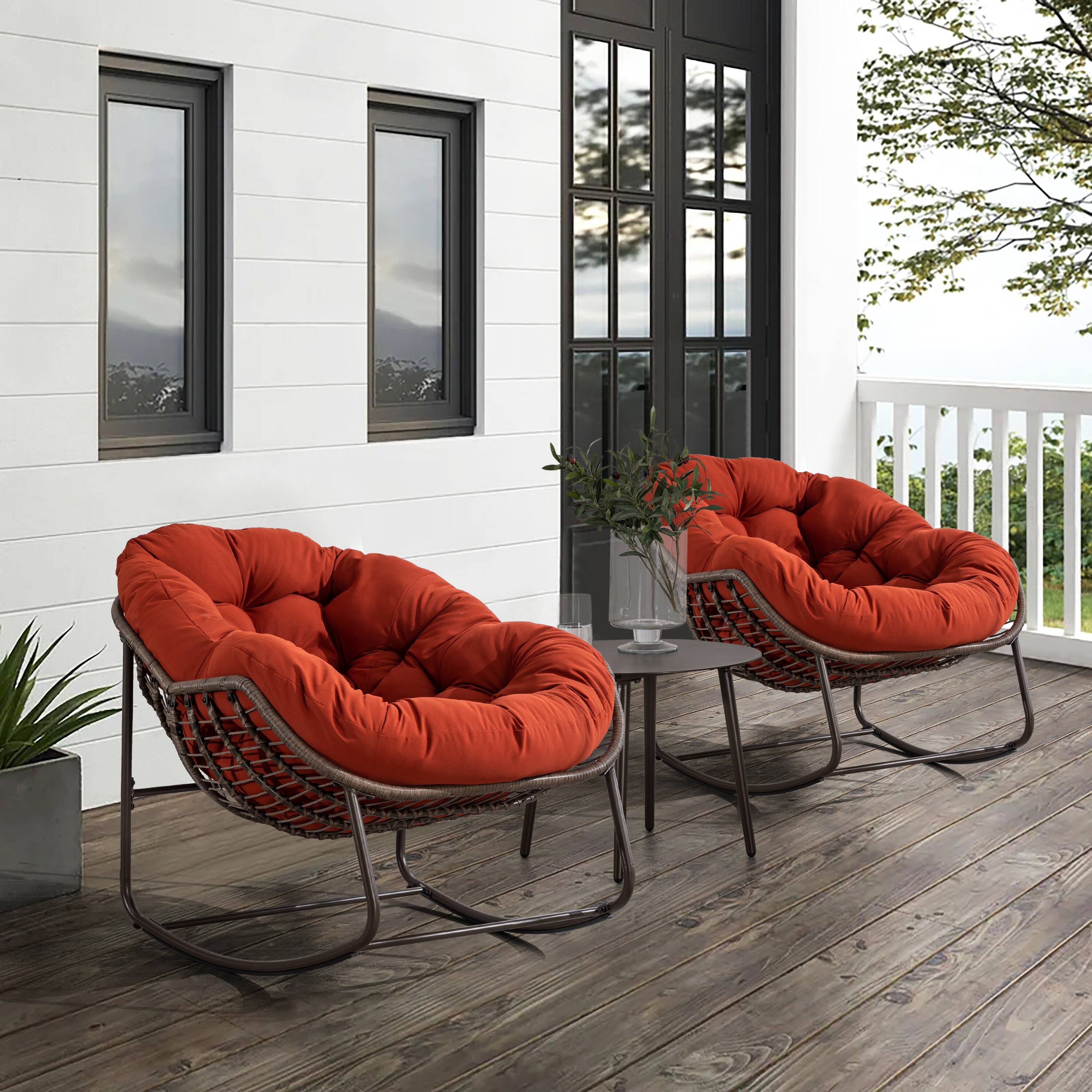 GOODSILO Outdoor Rattan Rocking Chair Padded Cushion Rocker Recliner for  Porch, Living Room, Patio, Garden Orange W640105284 - Best Buy, image size:900x900