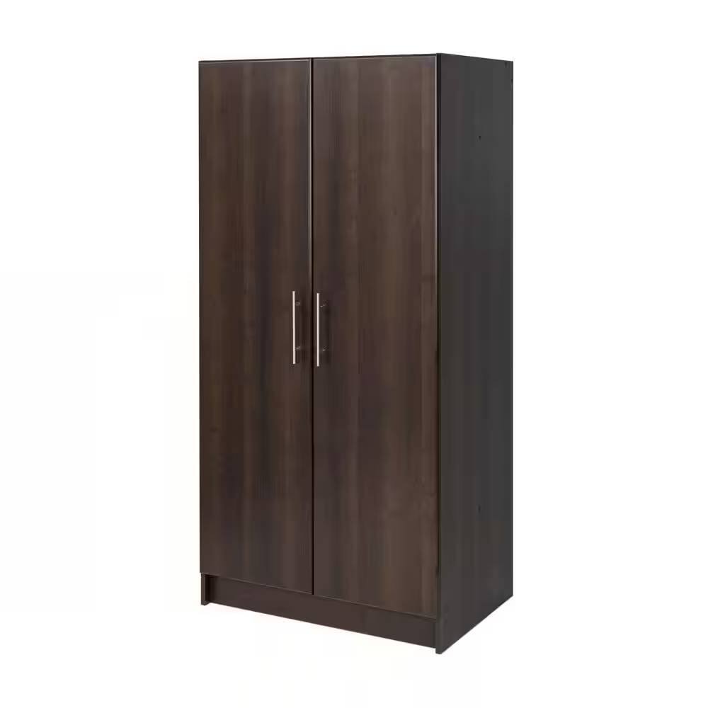 Left. Hivvago - Bedroom Armoire Wardrobe Cabinet Closet with Hanging Rail in Brown Wood Finish - Espresso.