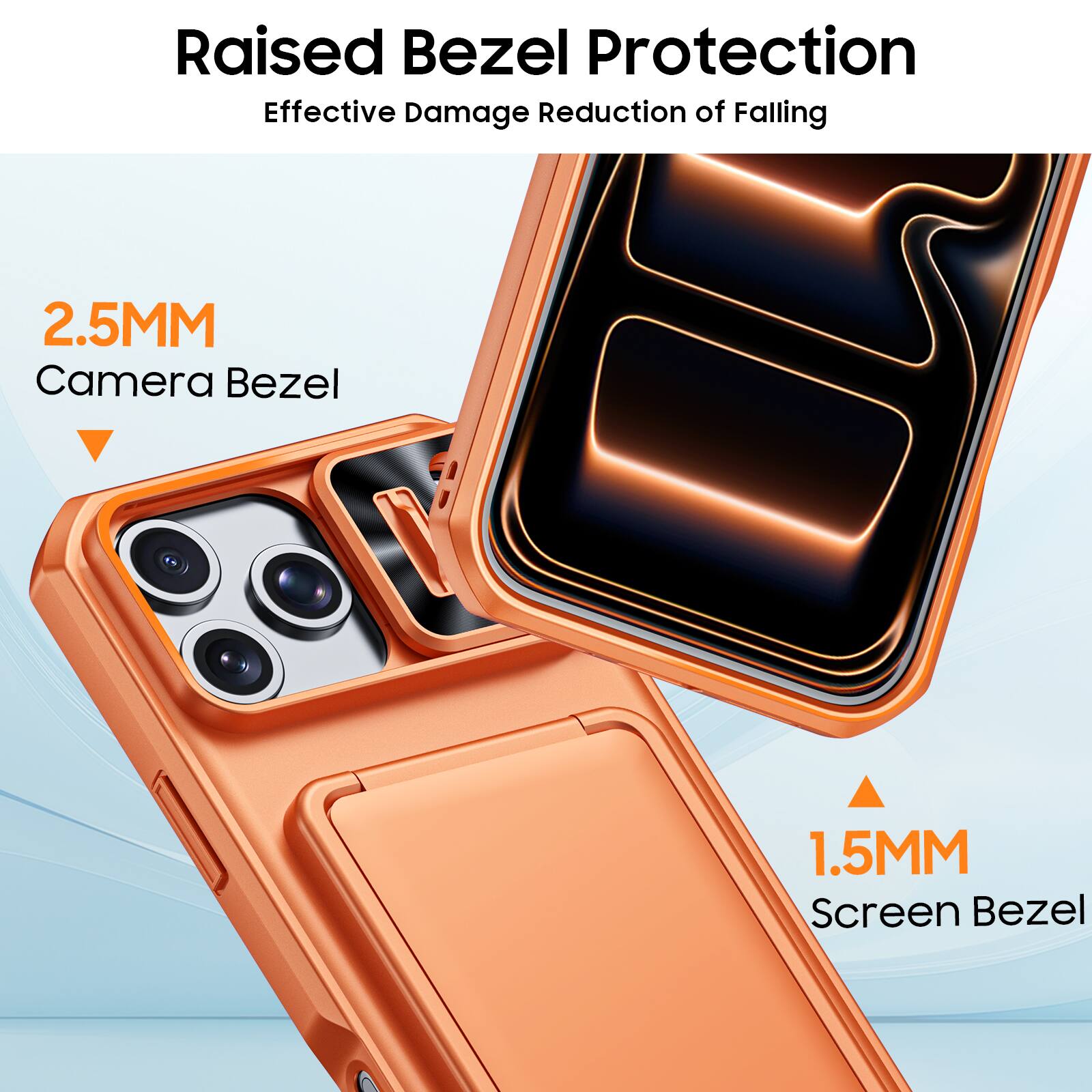 Raised Bezel Protection  
Effective Damage Reduction of Falling  

2.5MM Camera Bezel  
1.5MM Screen Bezel