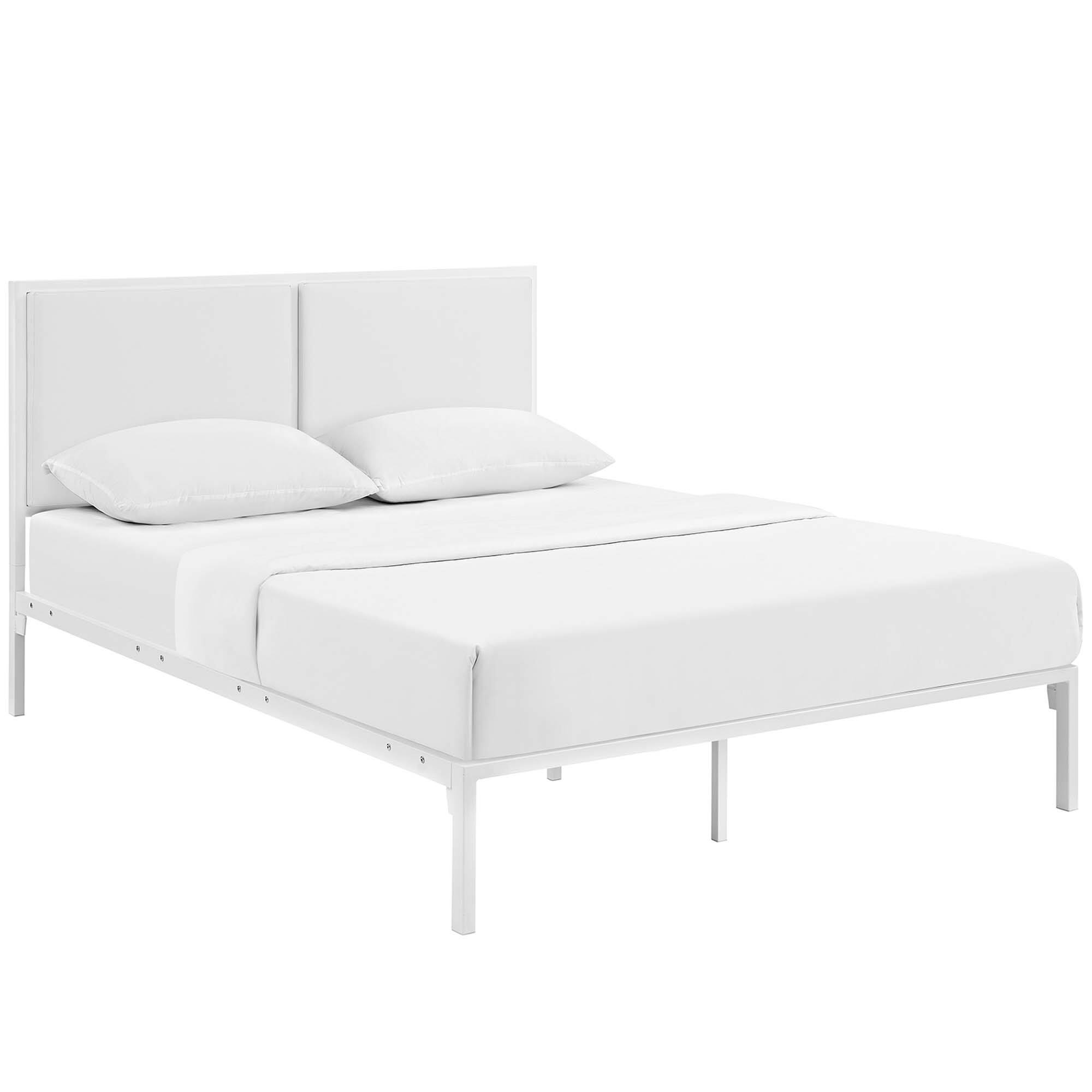 Angle. Modway - Tessie Vinyl Twin Bed Frame with Squared Tapered Legs - Black.