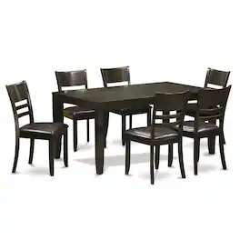 East West Furniture - 7 PC Dining room set-Dining Table with Leaf and 6 Dining Chairs - Cappuccino