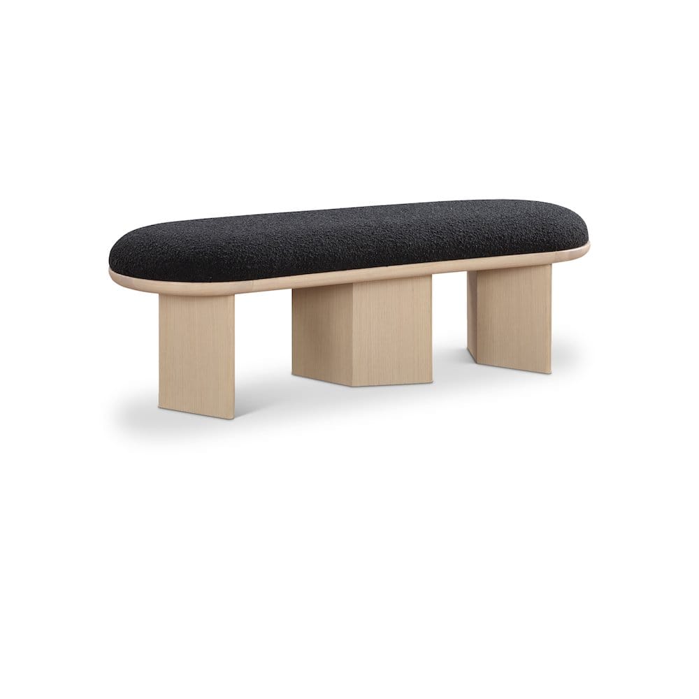 Meridian Furniture - Wilshire Boucle Fabric Bench - Black