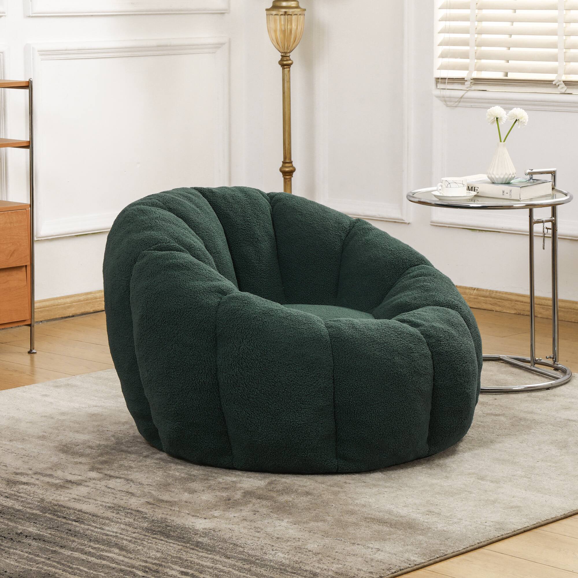 Angle. Chery Life - 38.6 in. W Bean Bag Sofa Chair with Armrests Stuffed High-Density Foam for Adults in Living Room - Green.