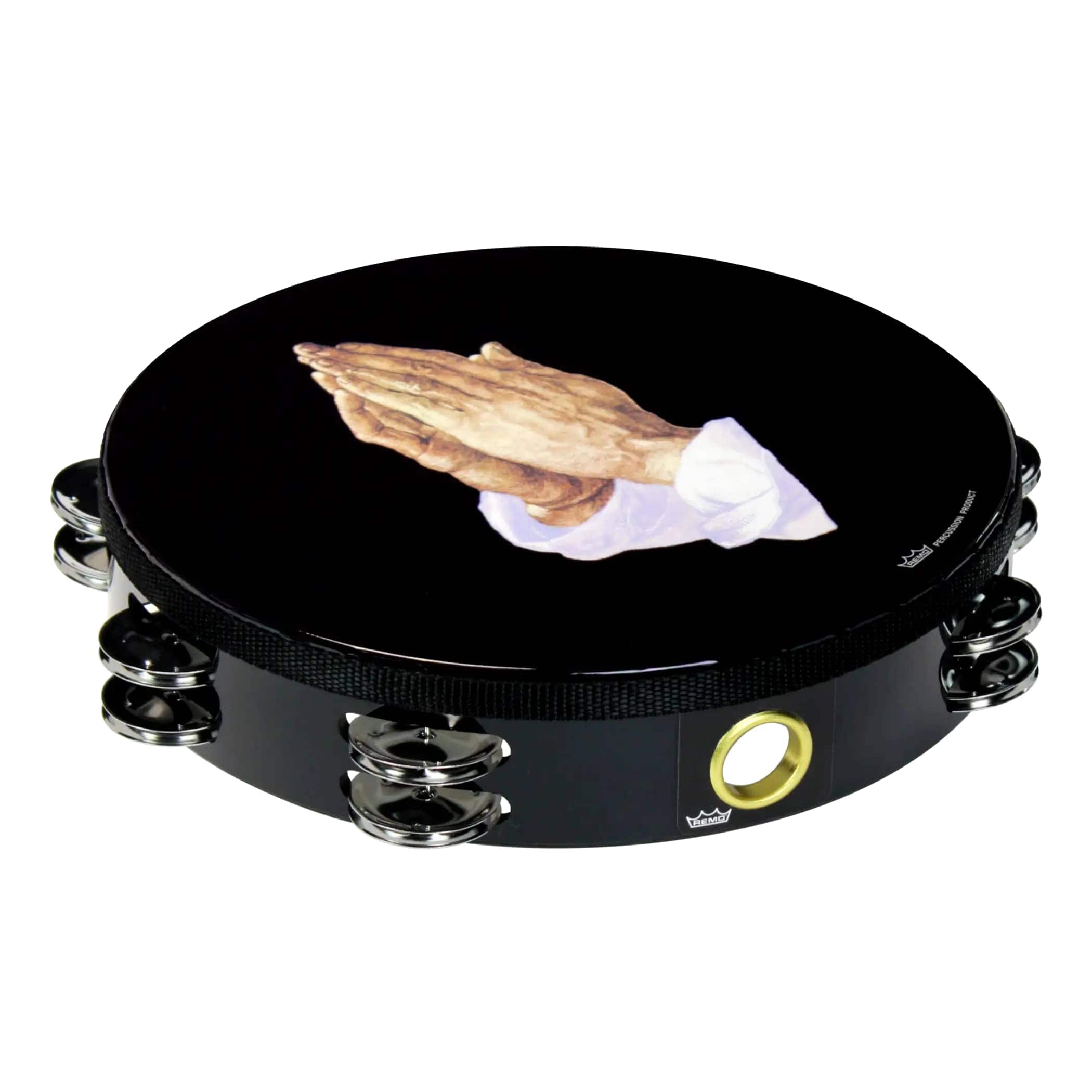 Remo - Tambourine, Praise, 10 Diameter, 8 Pairs Jingles X 2 Rows, 'praying Hands' Graphic, Bl price history on PriceWatchPro