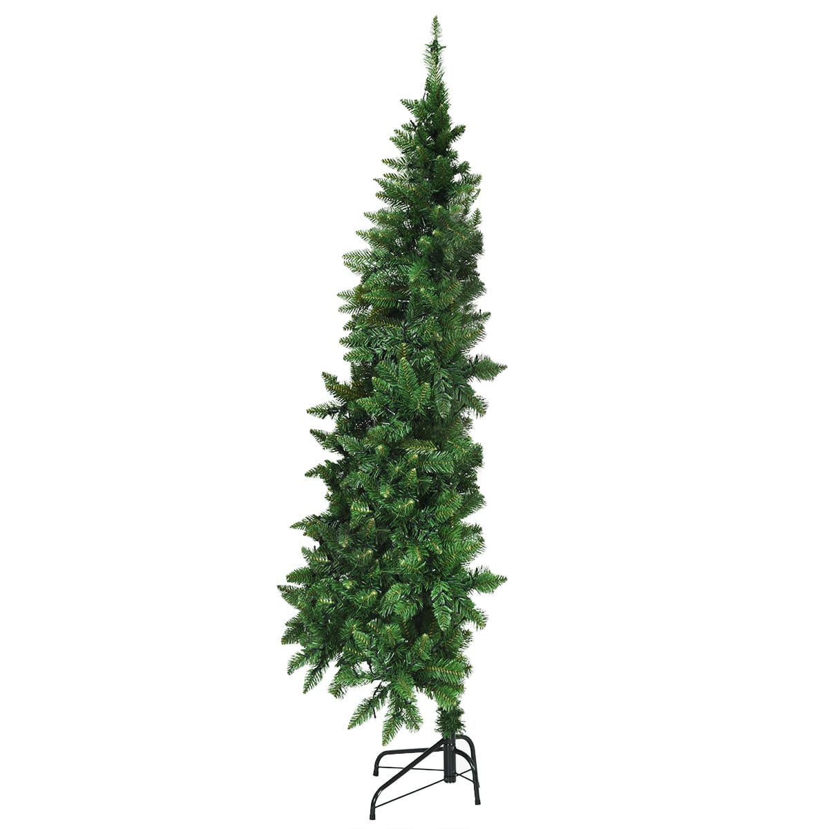 Front. Costway - 6ft Pre-lit PVC Artificial Half Christmas Tree 250 LED Lights - Green.