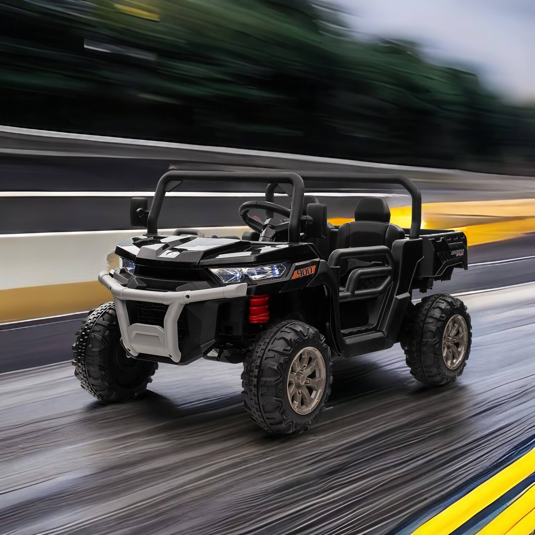 Alt View 1. Ecooso - 24V 2-Seater Ride-On Dump Truck with Remote Control, 200W Dual Motors, Electric Tipping Bed, LED Lights， Ages 3-8 - Black.