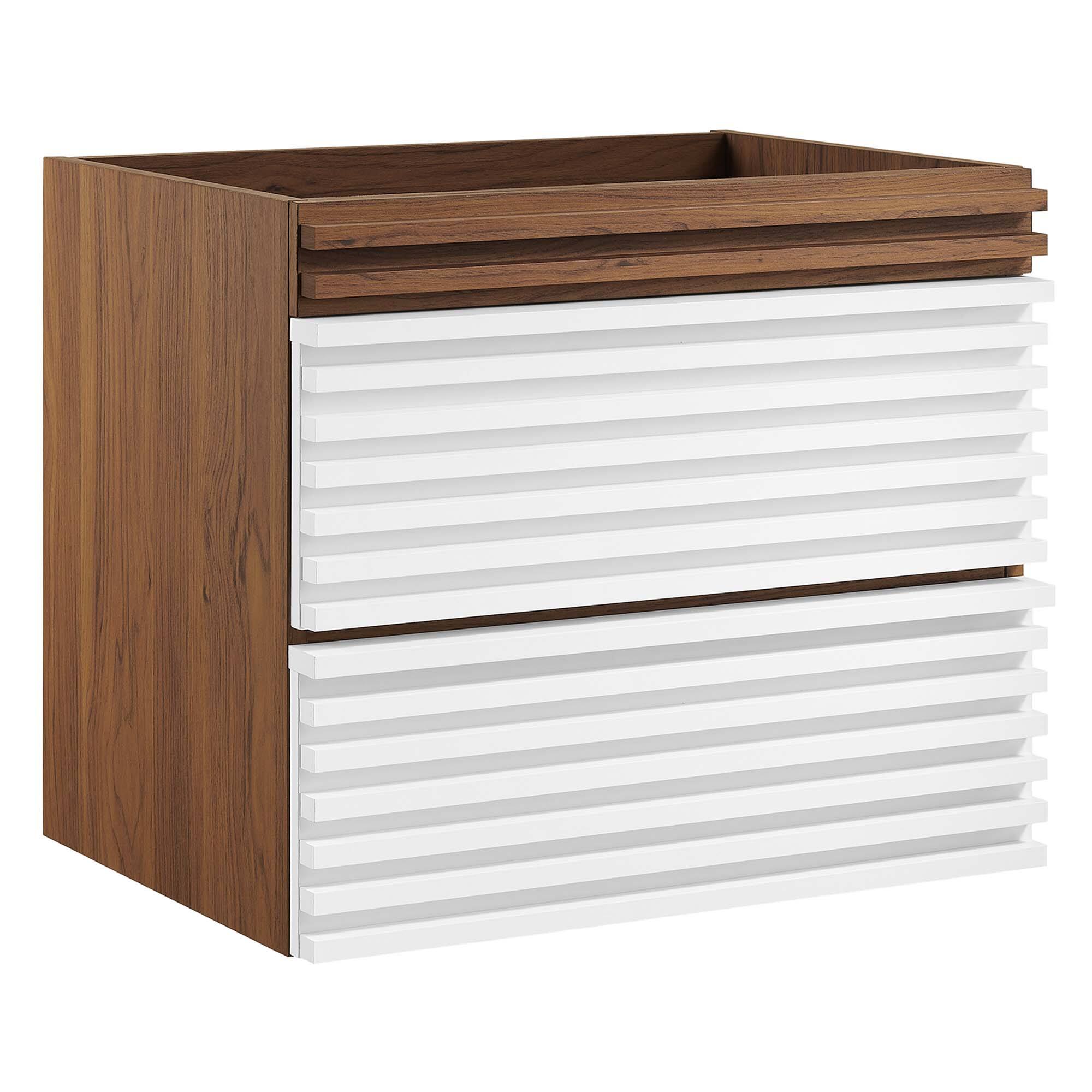 Angle. Modway - Render Wall-Mount Bathroom Cabinet Basin Not Included by Modway - White Walnut.