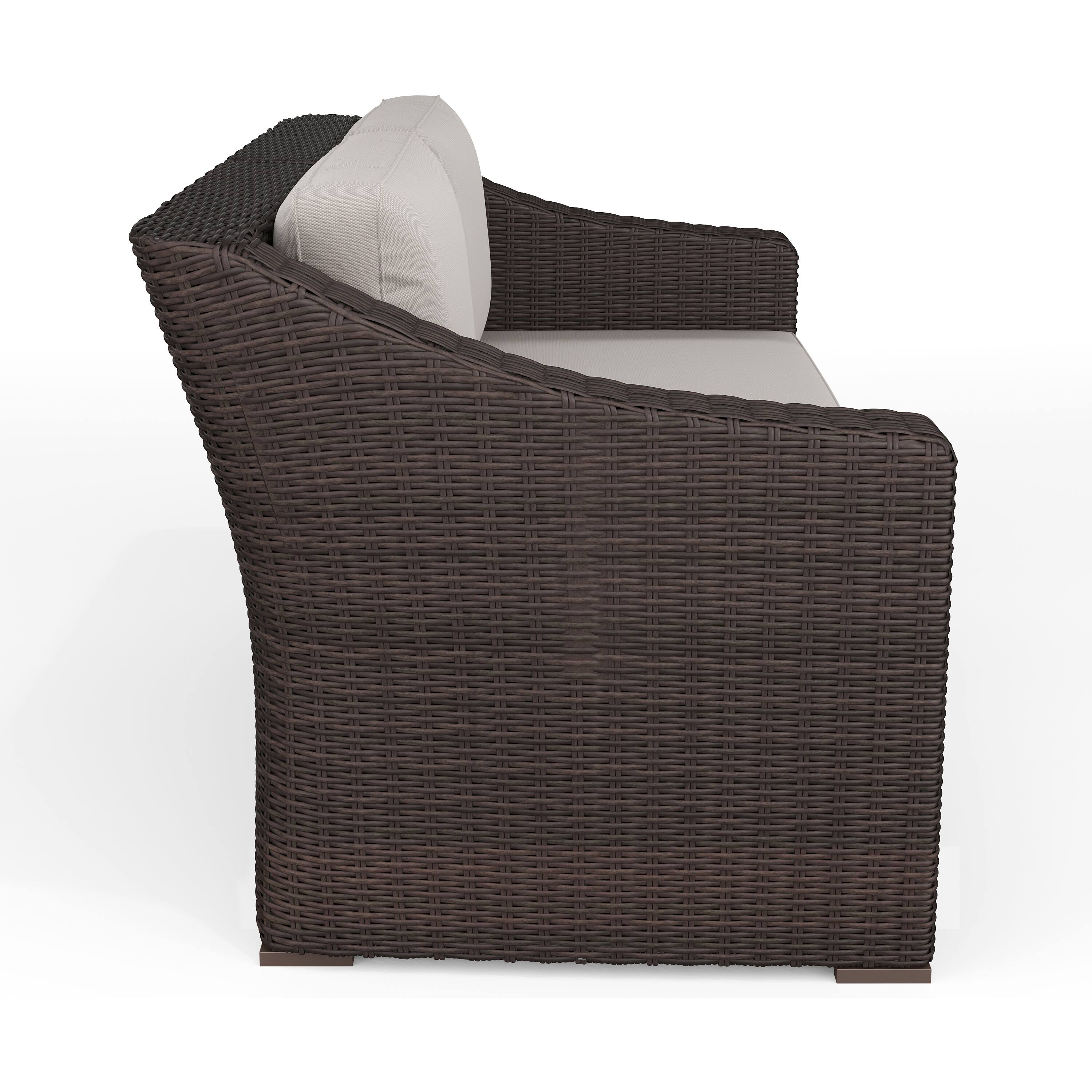 Alt View 7. Martha Stewart - Bedford Outdoor Modular Rattan Wicker Sofa with All-Weather Cushions - Tan Cushions/Brown Frame.