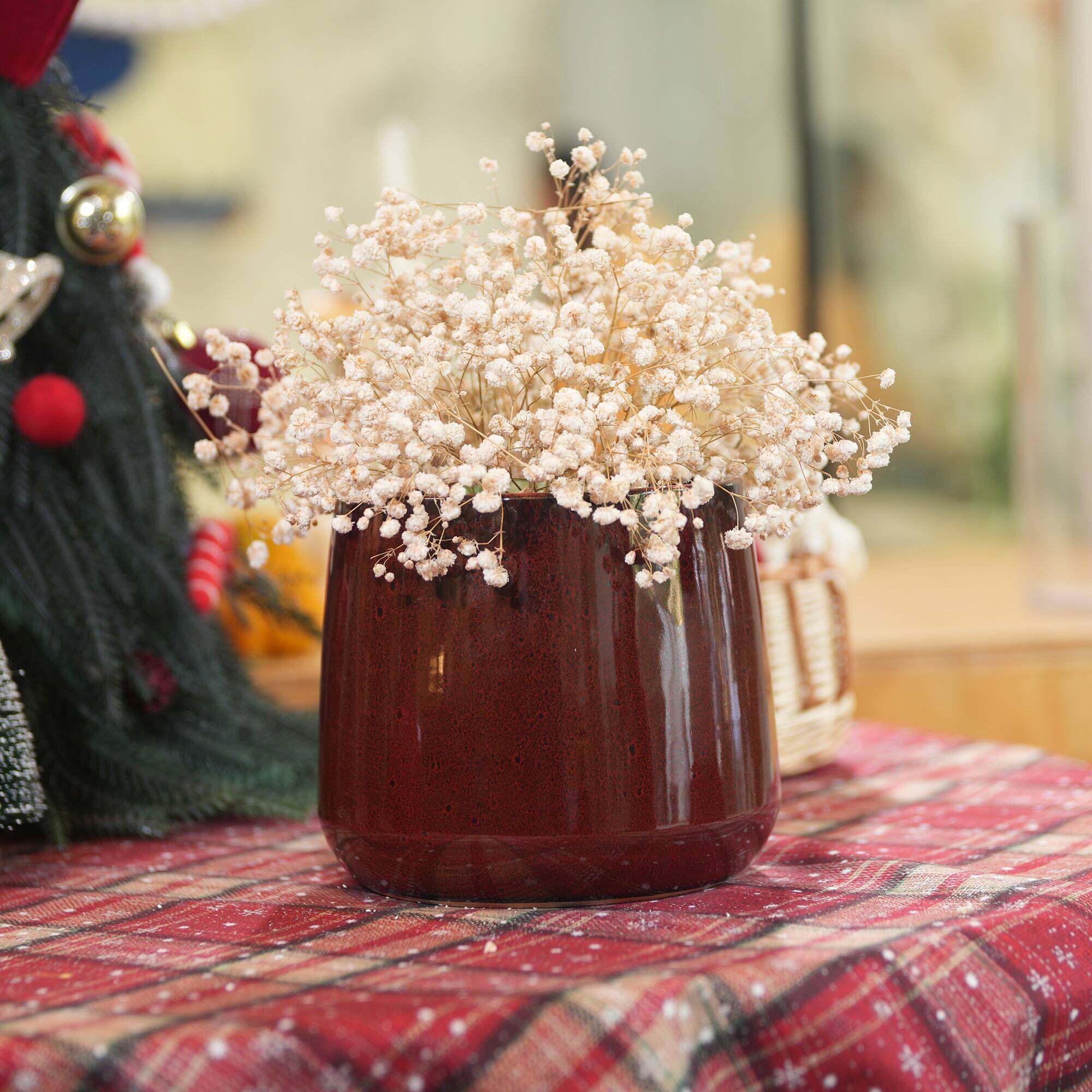 Alt View 2. Loheer - Loheer Ceramic Flower Pot Set, Handmade Red Glazed Planters, Set of 4 Breathable Clay Pots for Indoor Outdoor Flowers.
