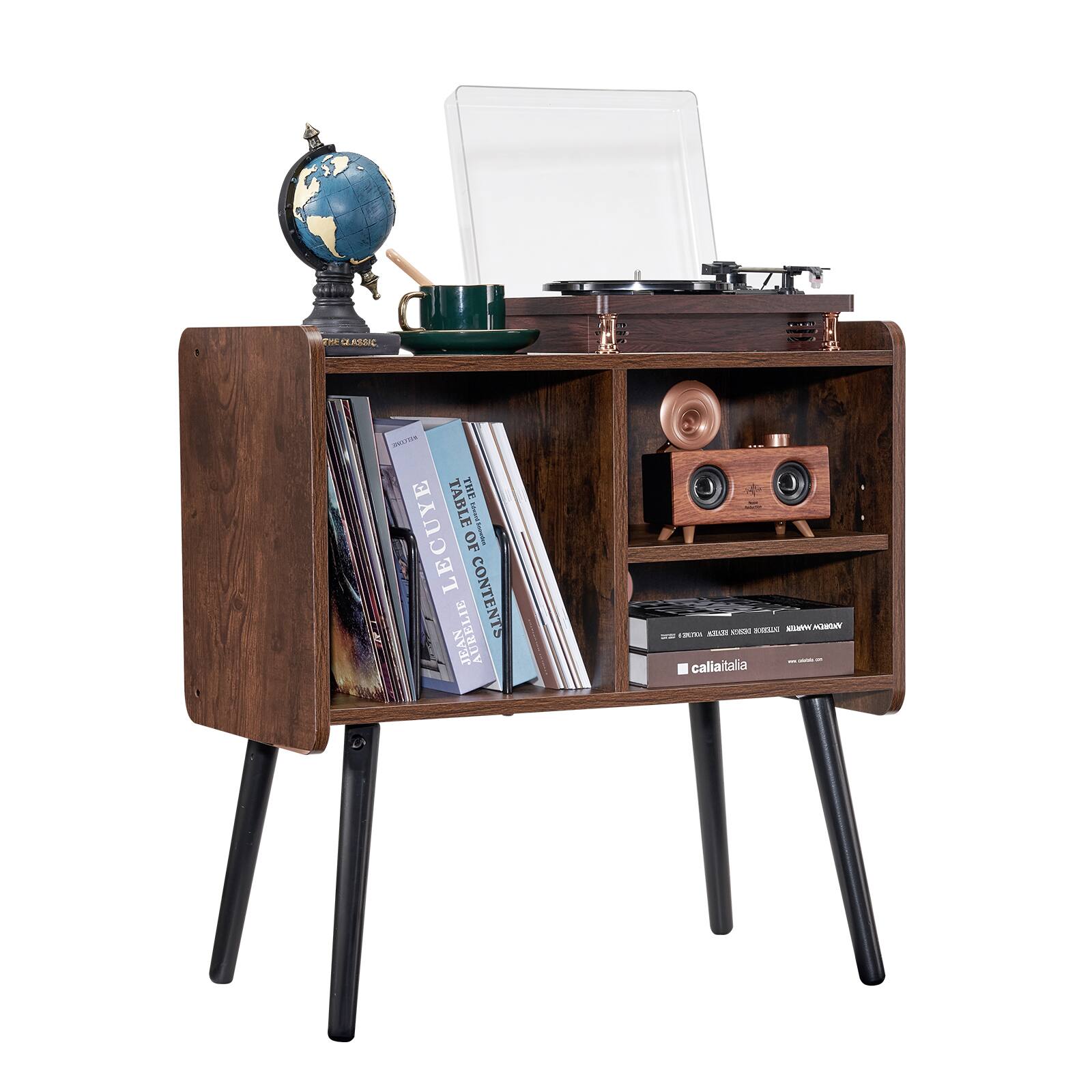 VEVOR - Record Player Stand, Turntable Stand Holds Up to 100 Albums, Vintage Vinyl Record Cabinet with Removable Shelves - Brown