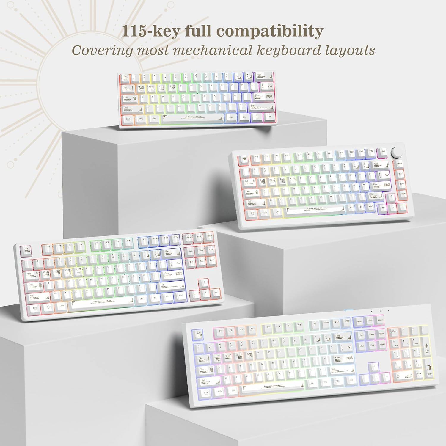 115-key full compatibility  
Covering most mechanical keyboard layouts