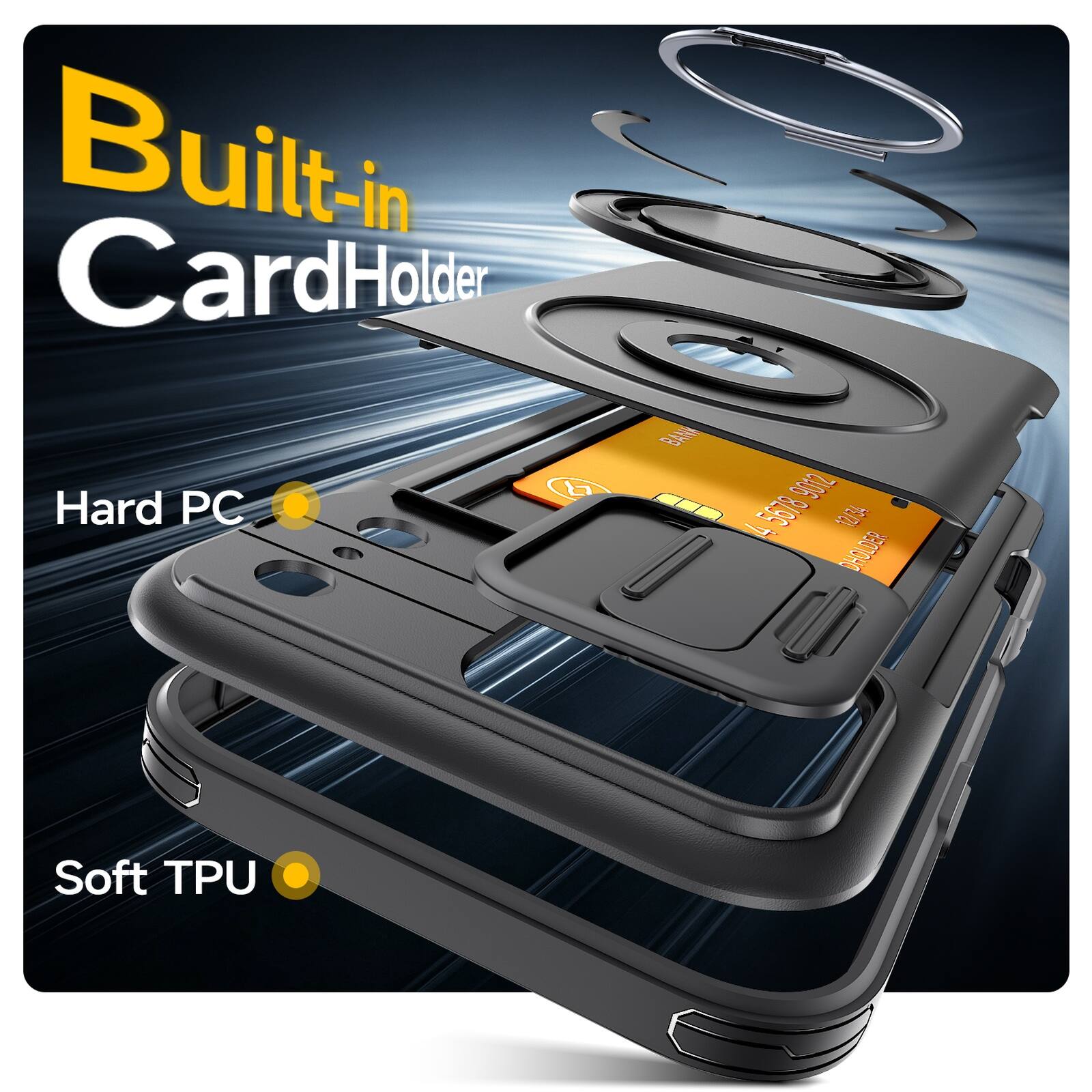 Built-in Card Holder  
Hard PC  
Soft TPU