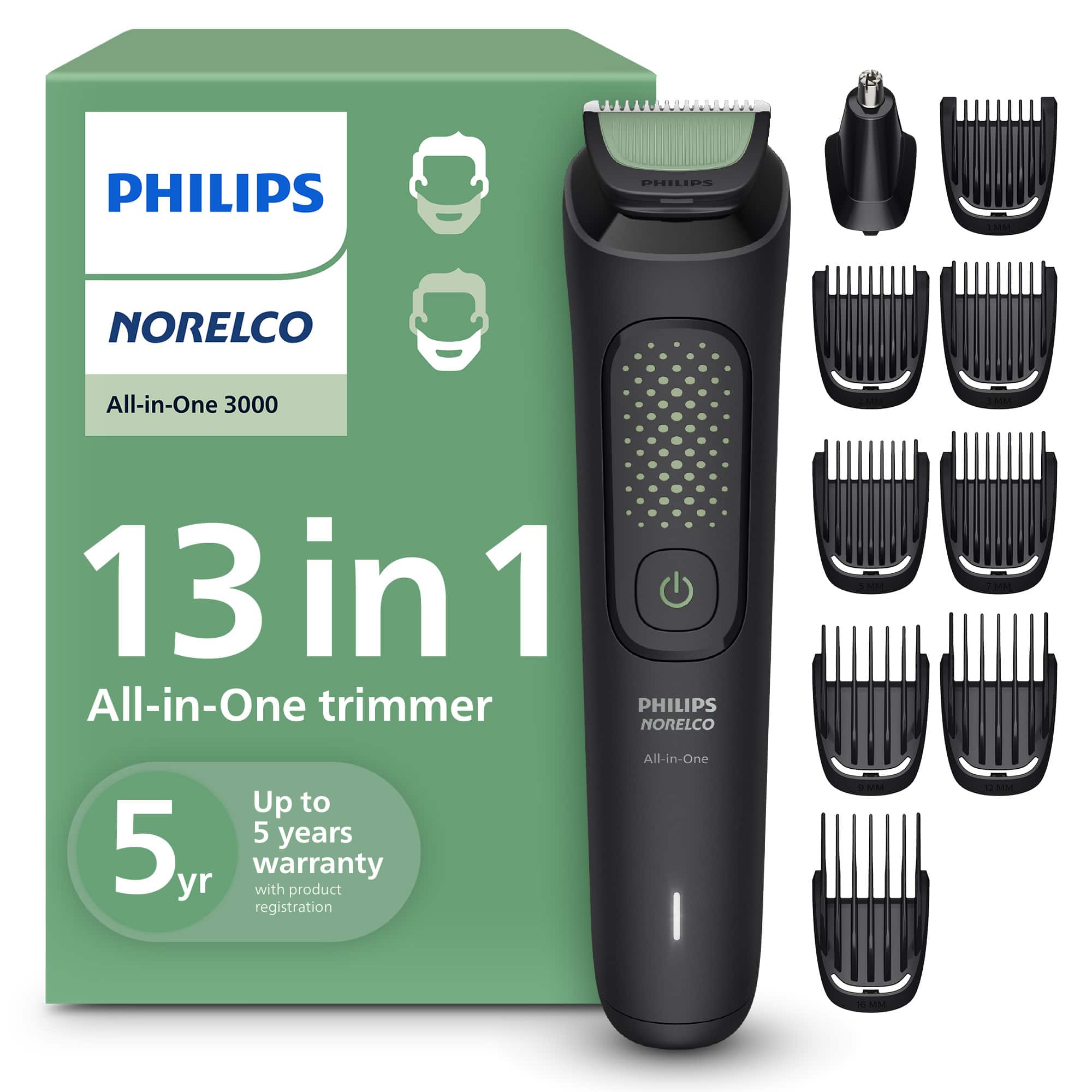 Philips Norelco - All-in-One 3000 Series 13 in 1 Trimmer, MG3919/50 - Black