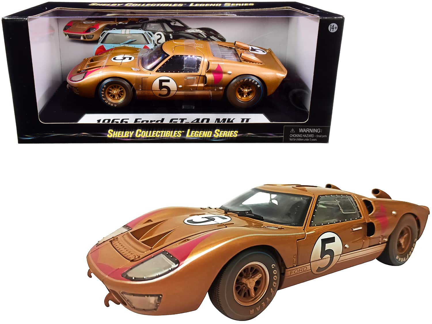 1966 Ford GT-40 MK II #5 Gold After Race (Dirty Version) 1/18 Diecast Model Car by Shelby Collectibles price history on PriceWatchPro