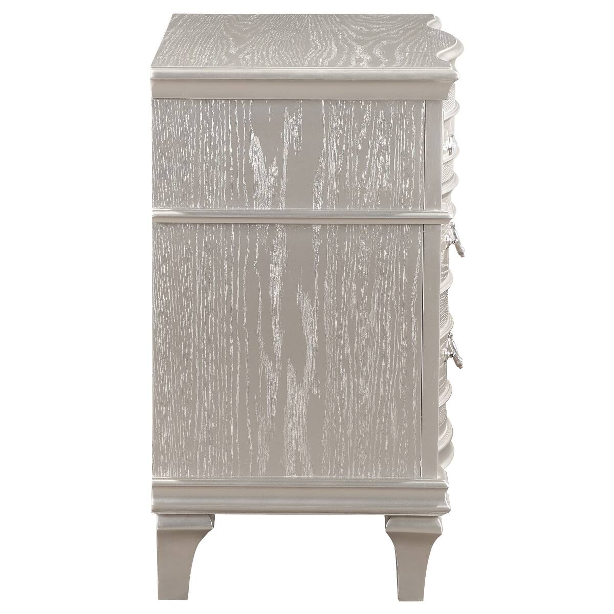 Alt View 3. Loheer - Loheer Silver Oak 3 Drawer Nightstand with Geometric Hardware and Tapered Legs - Silver Oak.