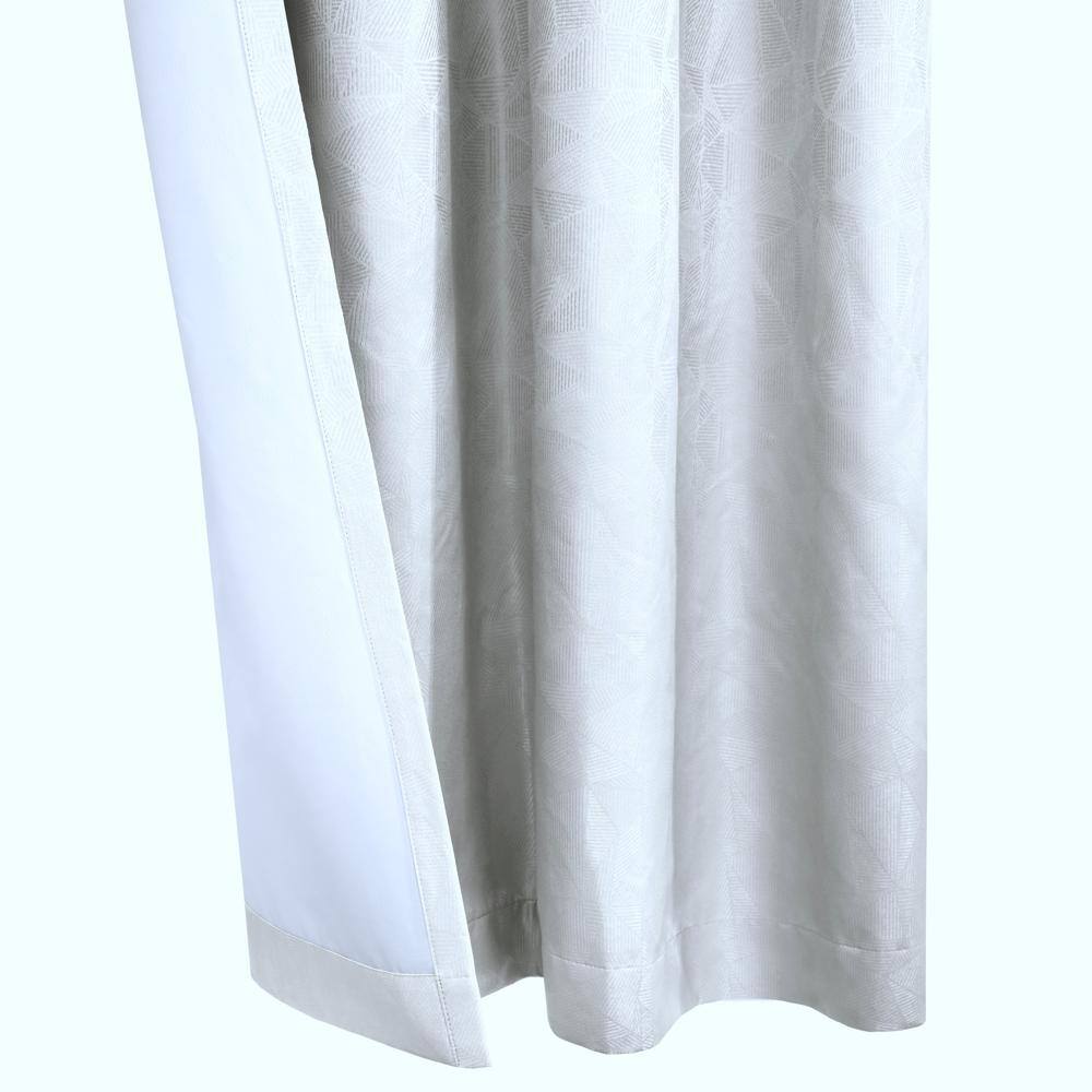 Left. Commonwealth Home Fashions - Thermaplus Margot 100% Blackout Subtle Textured Geometric Pattern Grommet Curtain Panel 52" x 108" White - White.