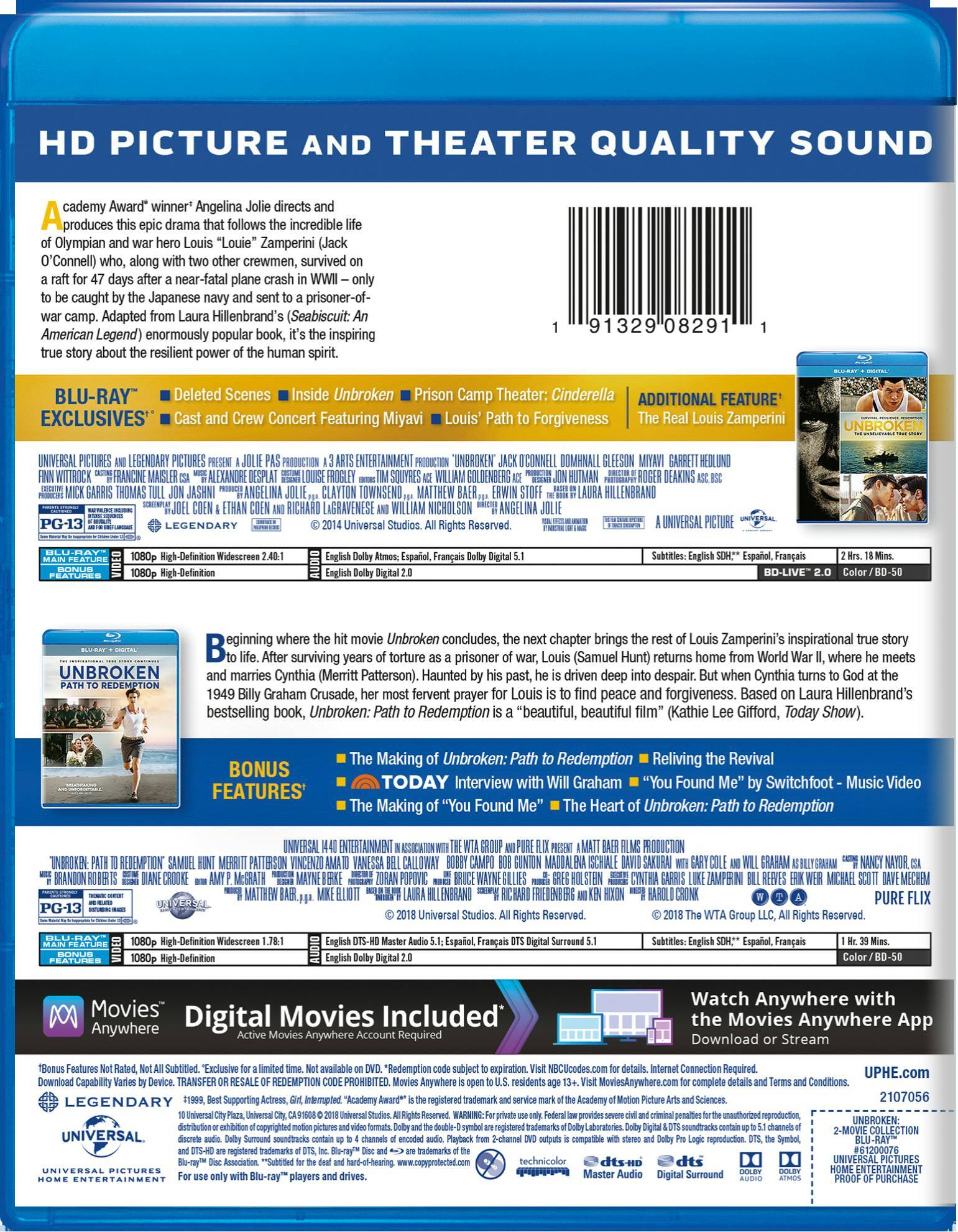 Back. Unbroken/Unbroken - Path to Redemption (Blu-ray + Digital HD) [Blu-ray].