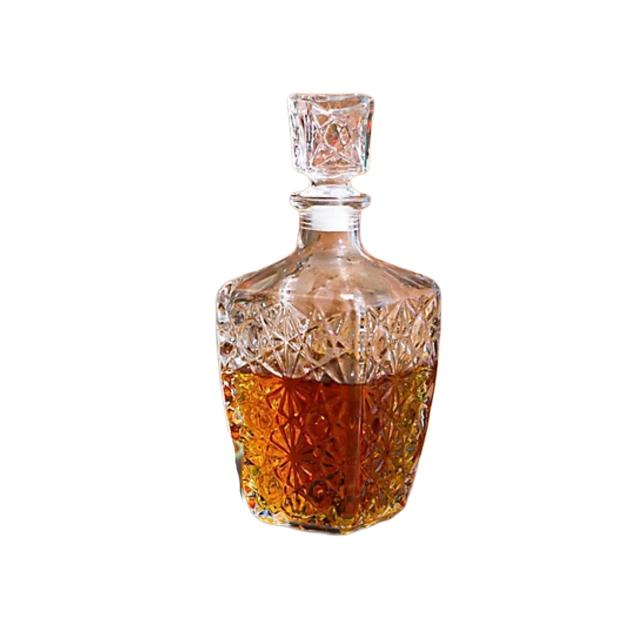 Angle. Bormioli Rocco - Bormioli Rocco Dedalo Decanter, Cracked Ice Carved Glass with Airtight Stopper, 33.75 Oz - Clear.