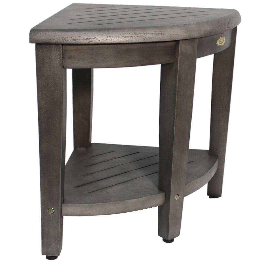 Left. CoastalVogue - CoastalVogue SnazzyCorner Antique Gray 18"H Corner Shower Bench With Shelf - Antique Gray.