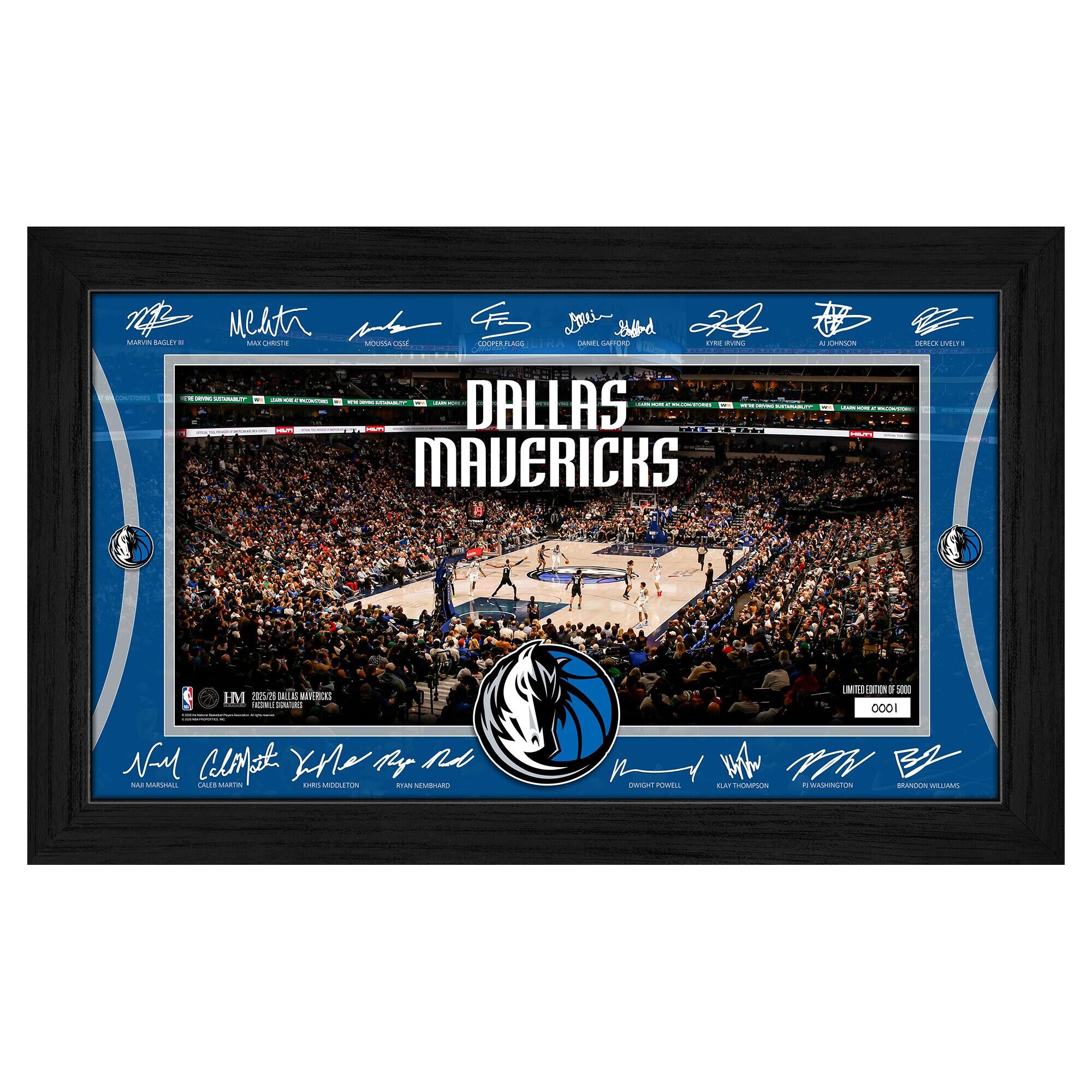 Dallas Mavericks 2025 Facsimile Signature Court Framed Picture