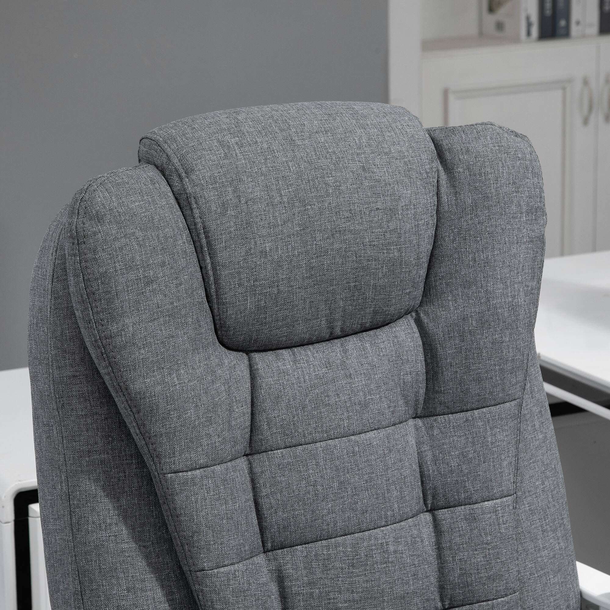 Alt View 7. Vinsetto - High-Back Executive Office Chair with Footrest, Linen-Fabric Computer Chair with Padded Armrests - Dark Grey.