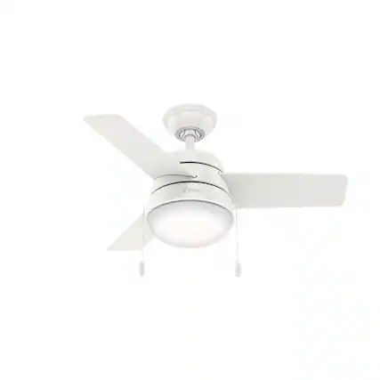 Front. Hunter - Hunter Aker 36 in. White LED Indoor Ceiling Fan.