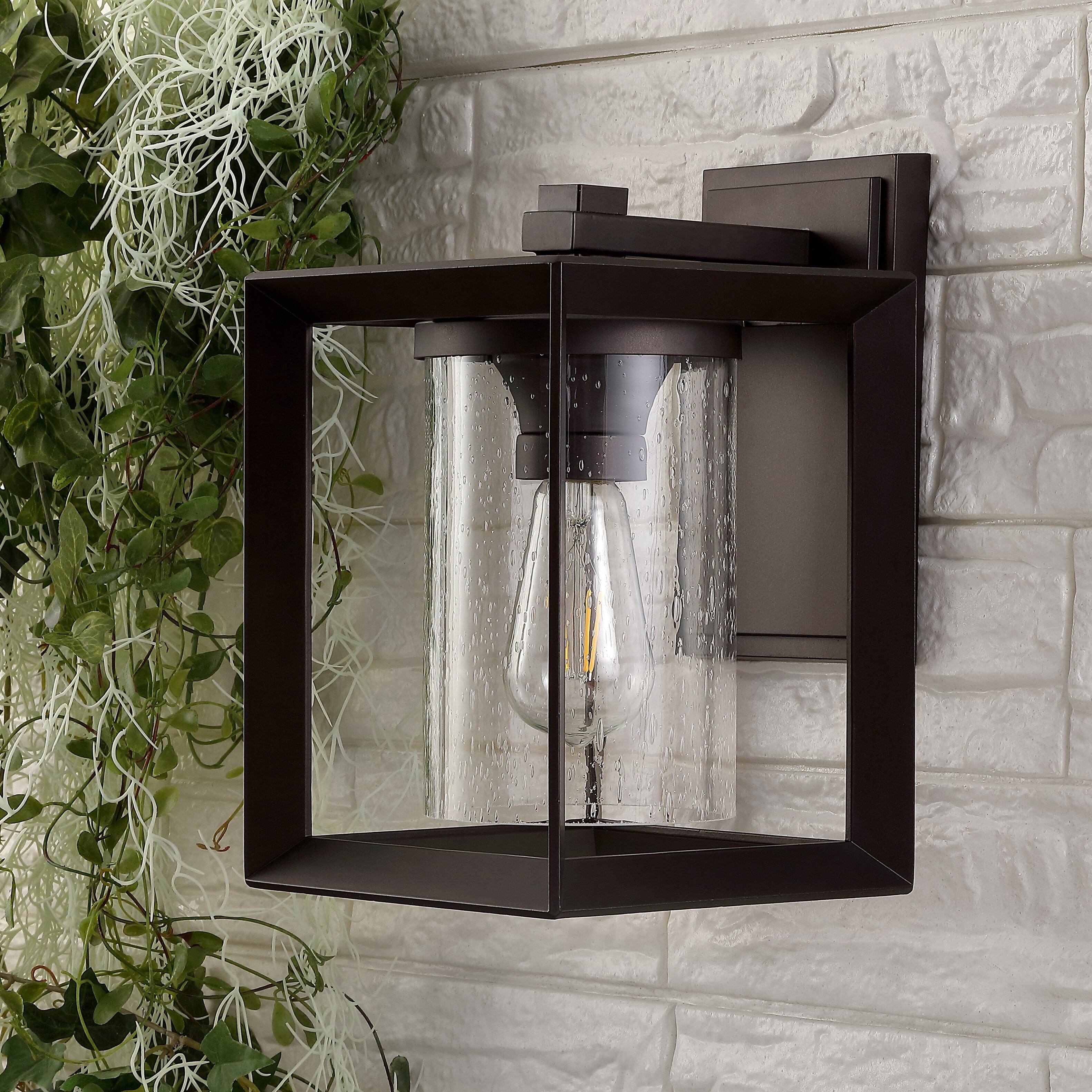 Alt View 7. Jonathan Y - Vaughn 7.25" 1-Light Iron/Glass Modern Rustic Cube LED Outdoor Sconce, Oil Rubbed Bronze (Set of 2) - Oil Rubbed Bronze.